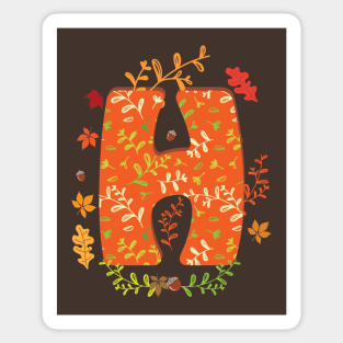 Letter H Autumn Monogram Sticker